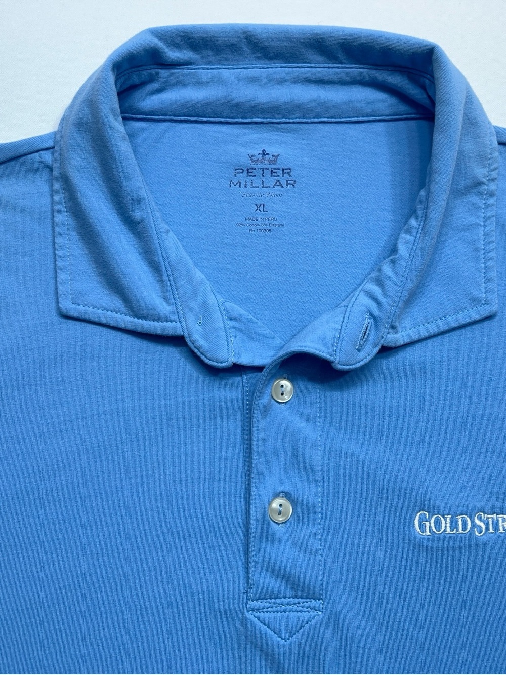 Peter Millar Seaside Wash Polo Shirt Mens Size XL Blue Crown Logo Goldstrike - Picture 5 of 13